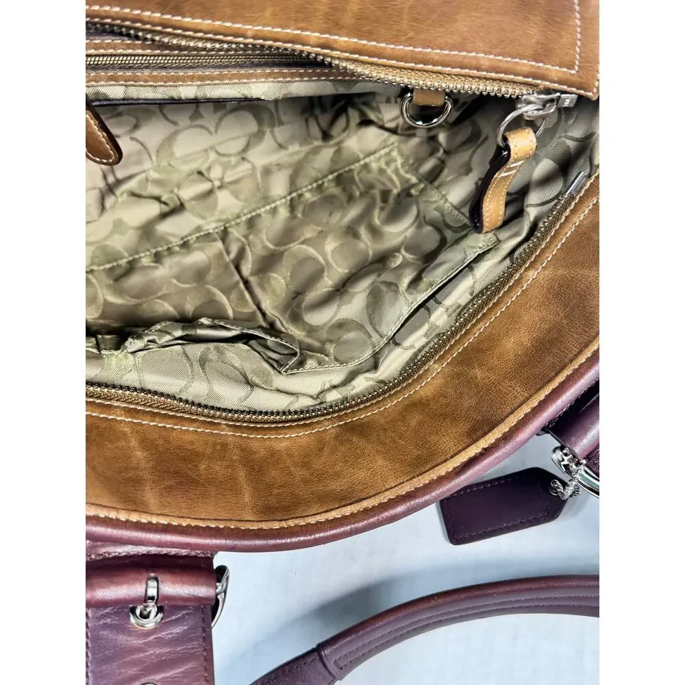 Coach Soho Plum Purple Leather Buckle Tote Shoulder Bag E3S-9544